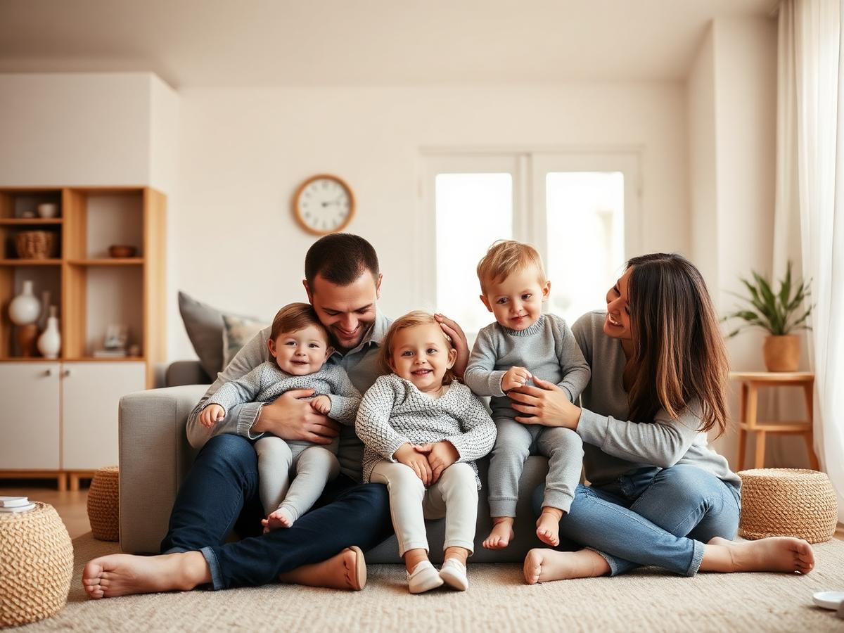 A family together at home.